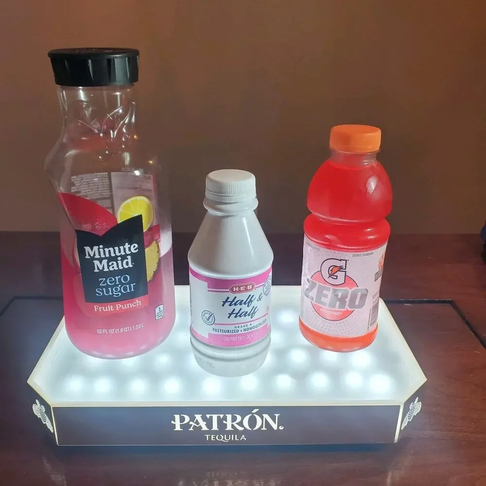 Patron LED Light Up Tray Gold Trim Bar Serving VIP Bottle Service Board